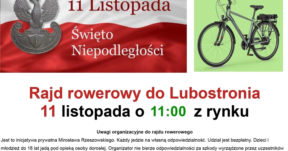 Patriotyczny Rajd Rowerowy  z Szubina do Lubostronia