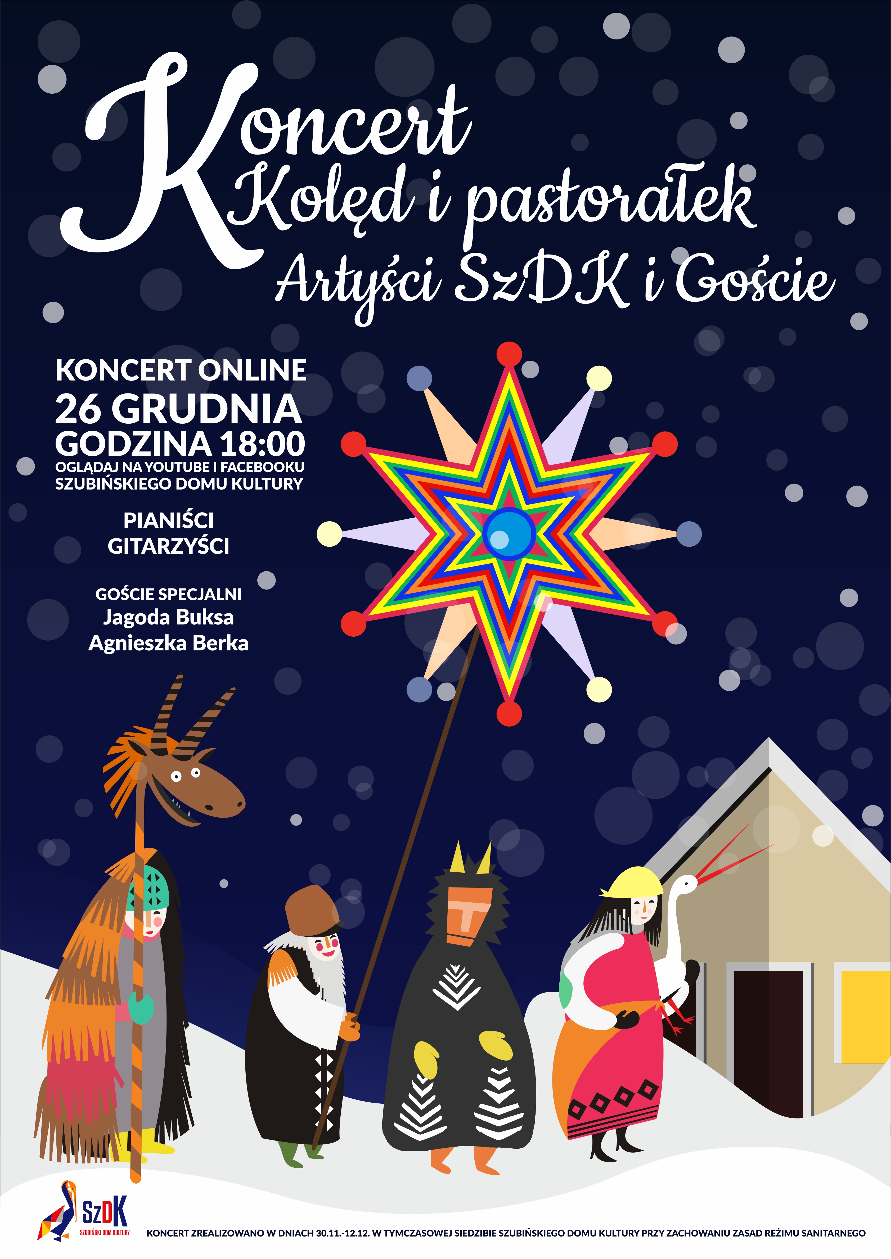 Koncert kolęd i pastorałek "Artyści SzDK i Goście" online plakat