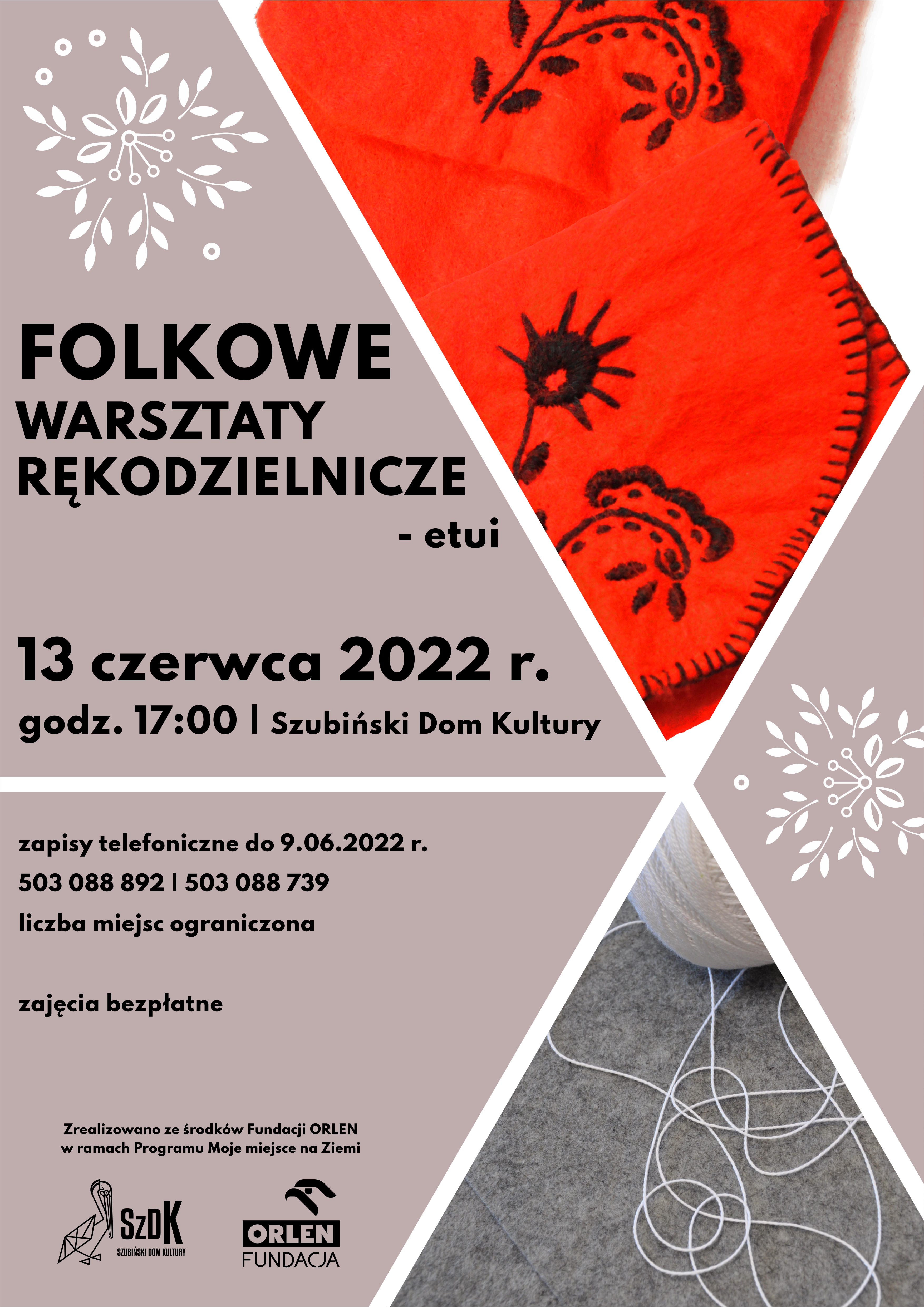 Plakat Folkowe Warsztaty Rękodzielnicze - etui Plakat Folkowe Warsztaty Rękodzielnicze - etui